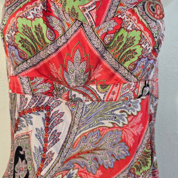 Vintage J Crew Babydoll Halter Top Womens 12 Red Multi Paisley Y2K Boho Chic - Picture 4 of 10